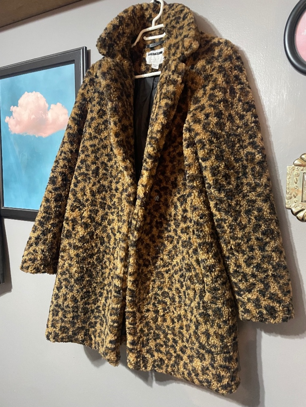 Faux Fur Animal Print Teddy Bear Coat